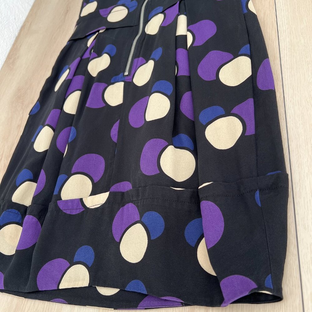 Marc by Marc Jacobs Black & Purple Polka Dot Silk Mini Bubble Dress (4) RUNS BIG - Picture 4 of 16